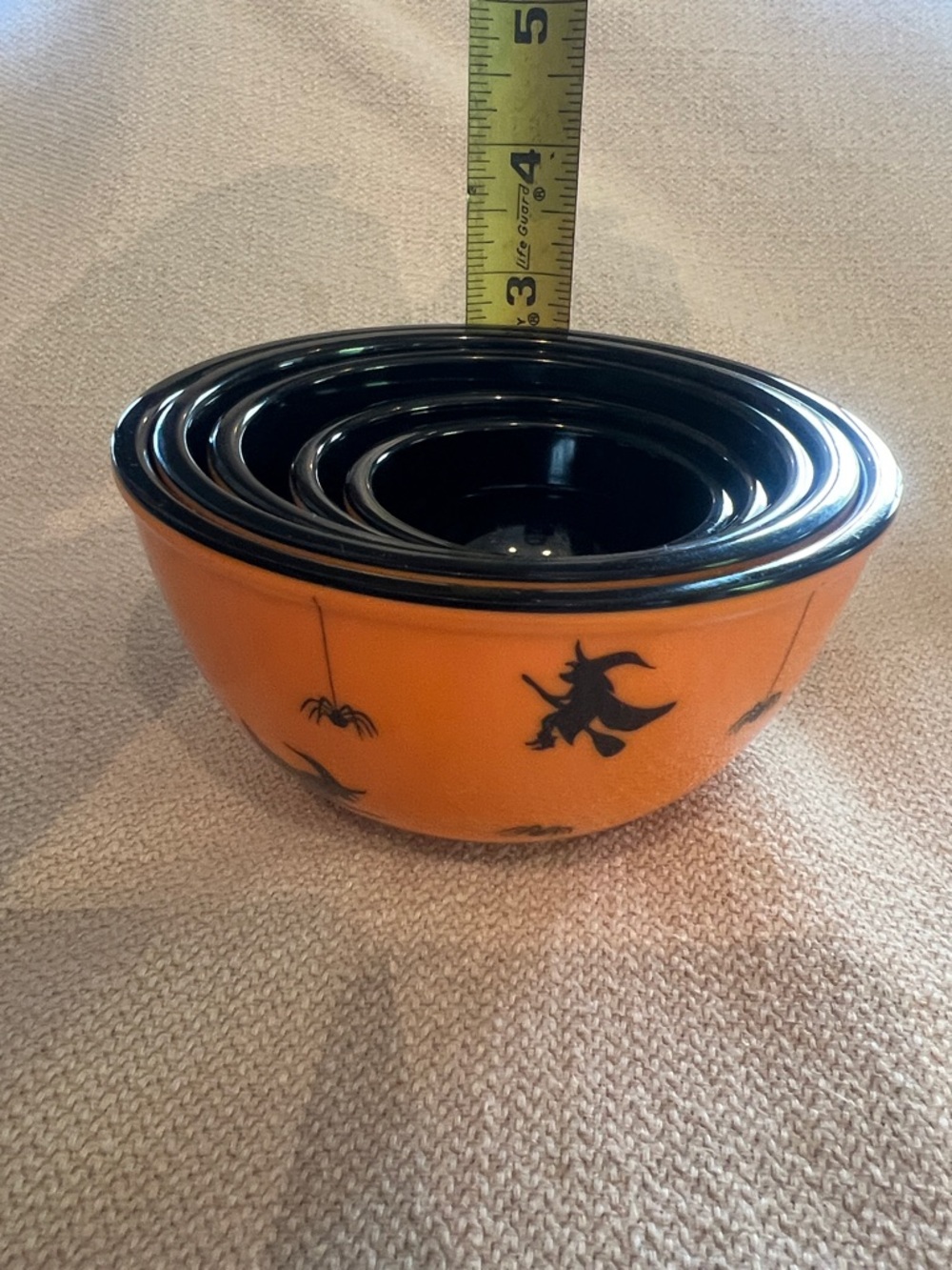 Measuring Bowls Cups Melamine Halloween Witches Spiders Black & Orange Nesting - Picture 5 of 5